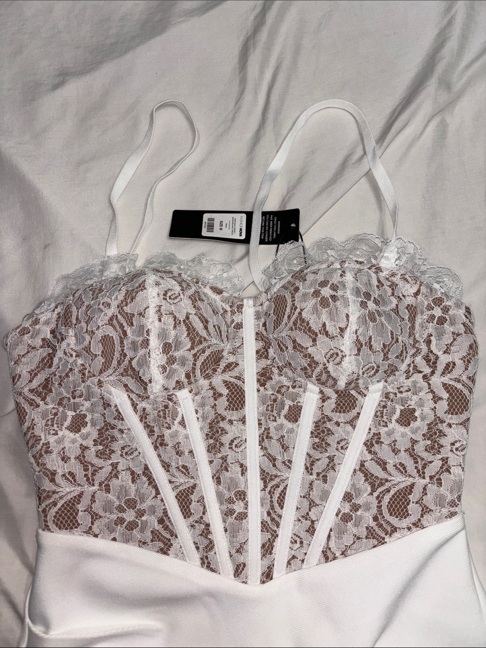 Fashion Nova White Lace Corset Midi Dress - Picture 7 of 9
